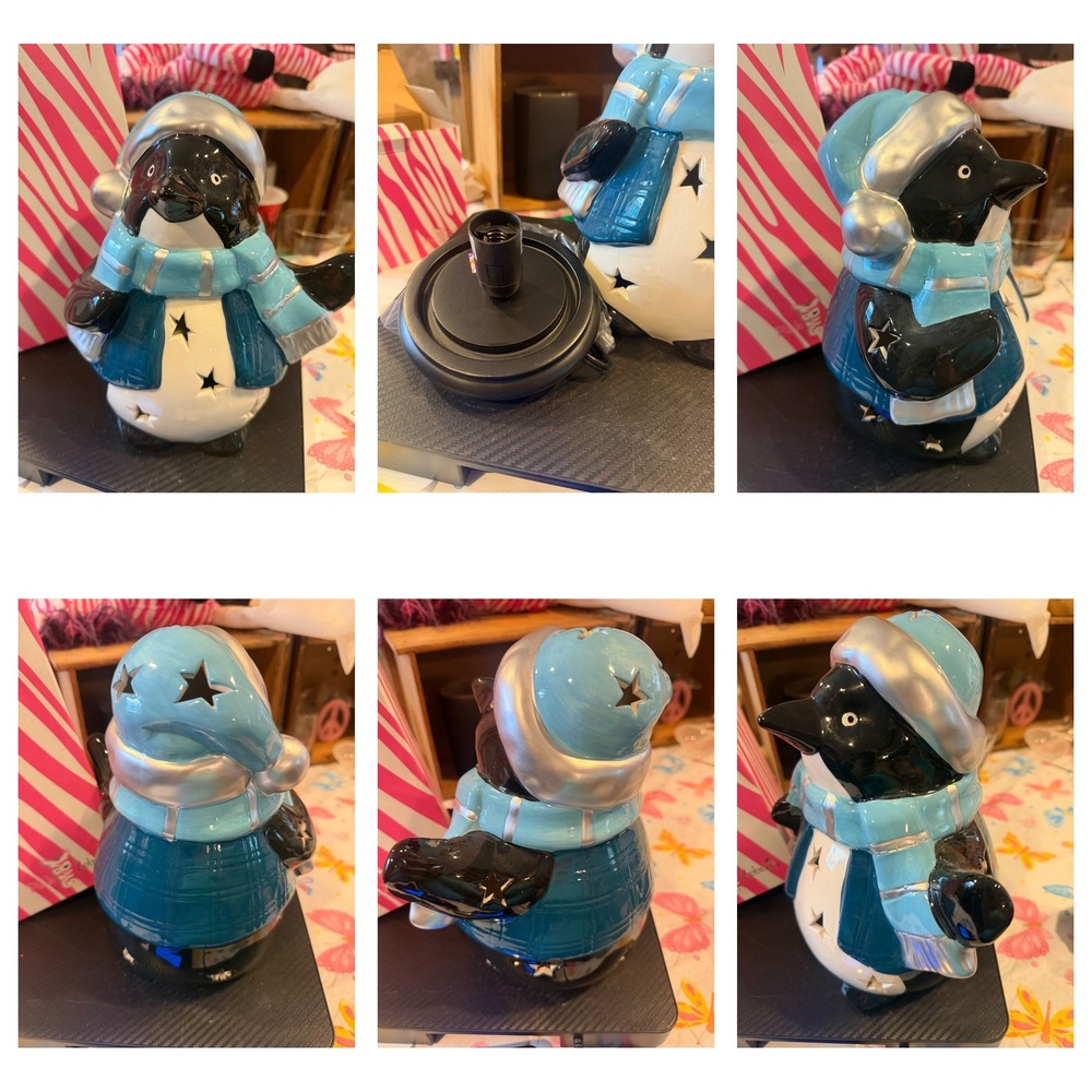 Pink Zebra Retired Penguin Blue Winter Christmas